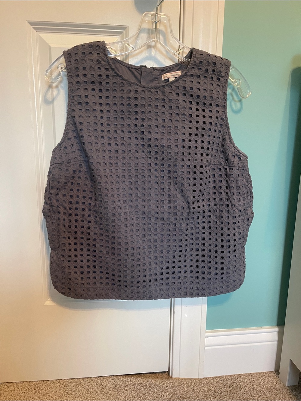 GAP Charcoal Eyelet Sleeveless Tank